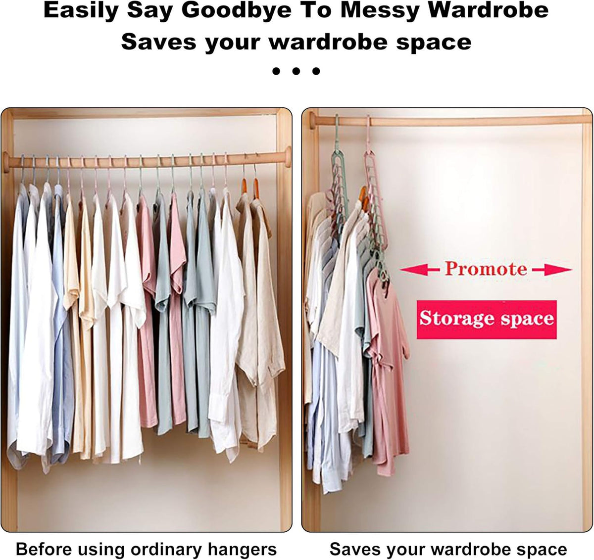 Multifunctional Organizer Magic Space Saving Hangers with 9 Holes (Pack of 6)